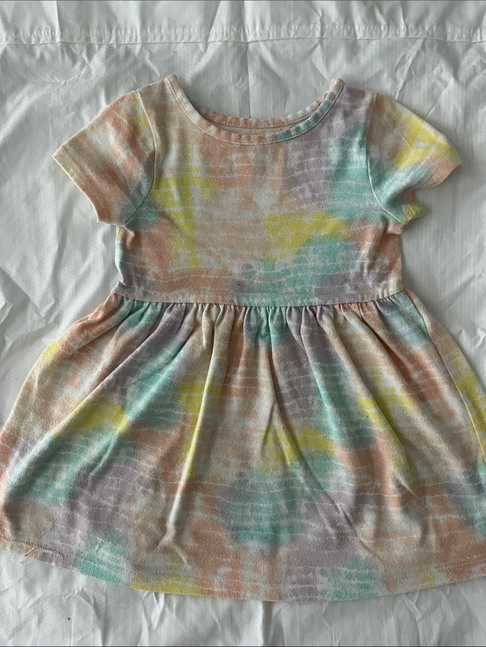 Kids Tie-Dye Pastel Short Sleeve Dress - Multi